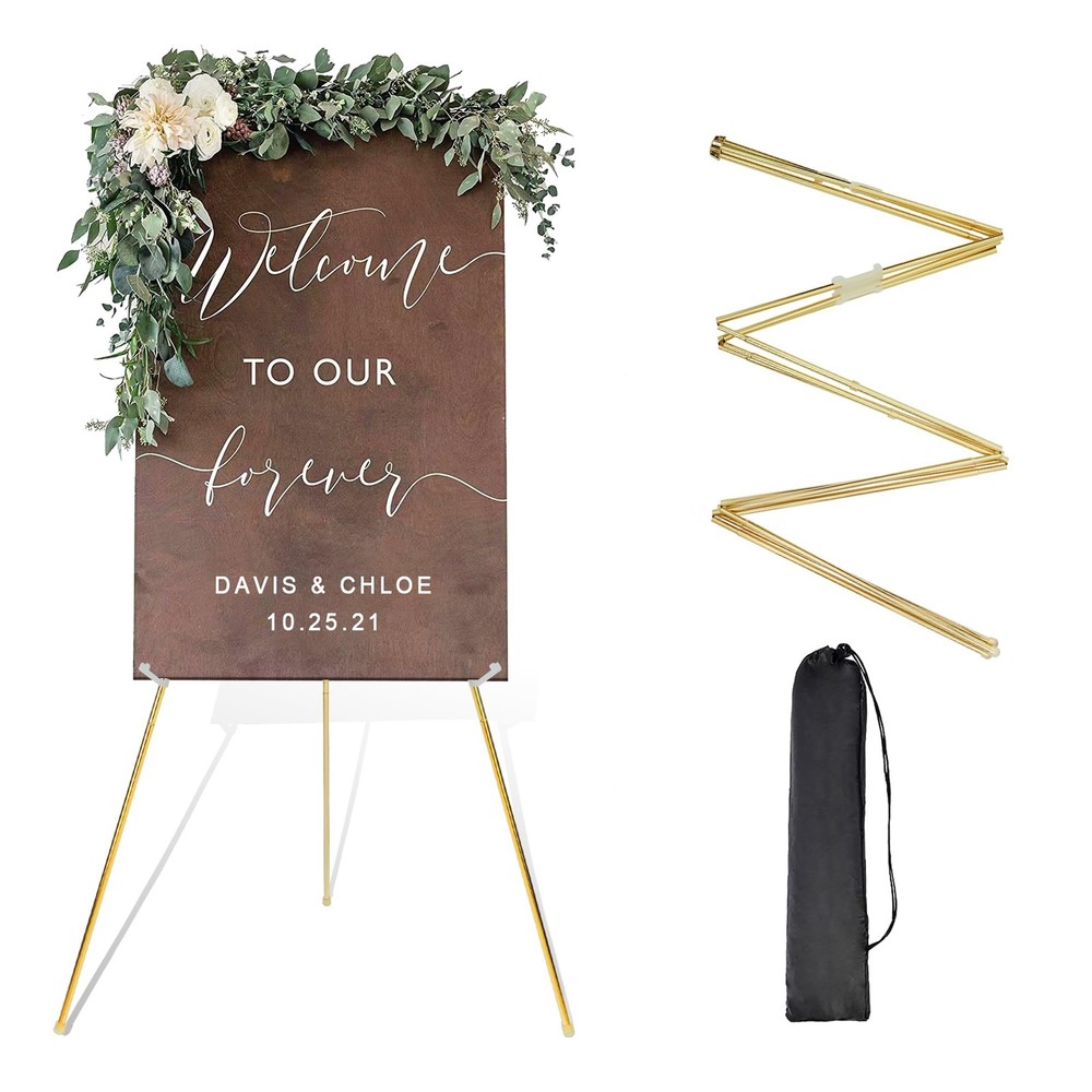 Easel Stand for Wedding Sign Poster 63” Instant Display Floor Adjustable Met…