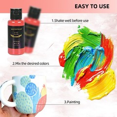 Stain Glass Paint Set With 6 Brushes 1 Palette & 1 Sponge 14 Colors Waterproof P