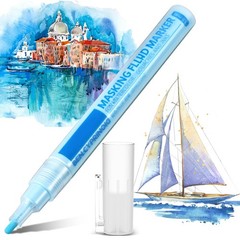 2 PCS Masking Fluid Pen, 3mm, Blue, Applicator Tip, Watercolor, Art, Drawing