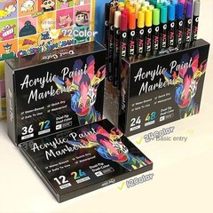 Acrylic Paint Pens 24-120 Colours Dual Tip Waterproof Markers for Rock Wood Arts