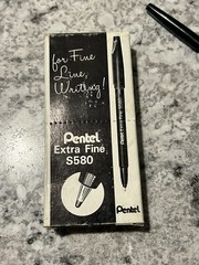 Pentel Extra Fine Point S580-A Super Fine Line Writing Black Pen Box Of 12 Japan