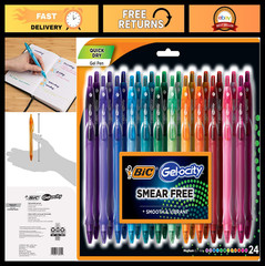 Quick Dry Gel Pens, 0.7mm Medium Point, Assorted Colors, 24 Pack, Comfortable Gr