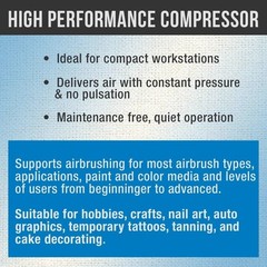 Portable Airbrush Compressor – 47 dB Noise, Constant Air Pressure for Art