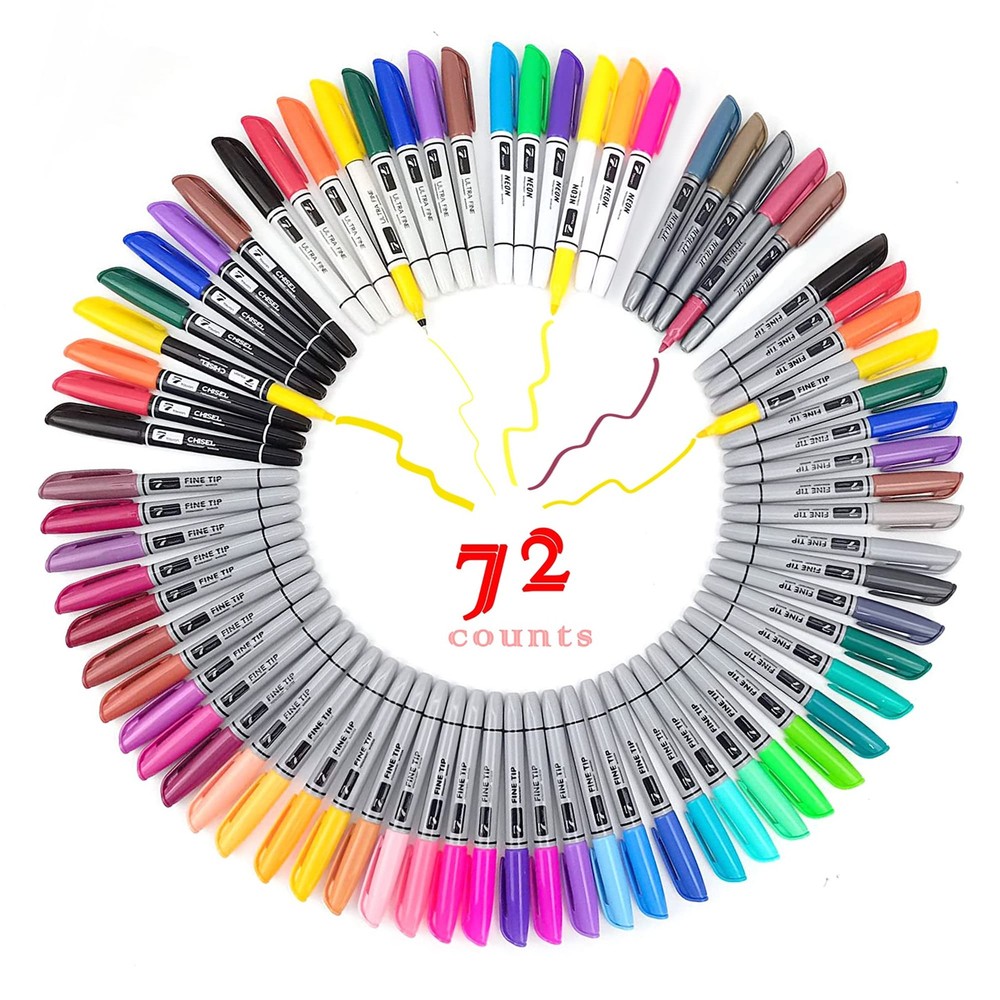 TOWON Permanent Markers 72 Assorted Colors – 1 Count (Pack of 72), Multicolor