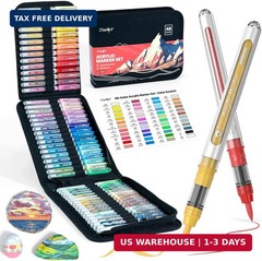 JusArt 48 Colors Acrylic Paint Markers with Canvas Bag, Water-Based No-Bleed Pai