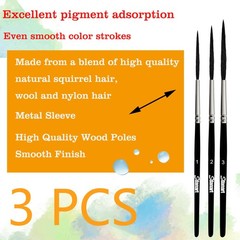 Sdanart Scroll Pinstriping Brush,3 PCS High Small, Medium, Large, Black