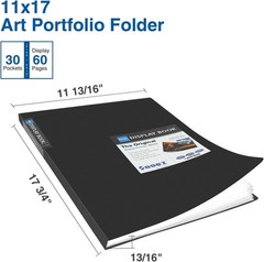 Sooez Art Portfolios 11″x17″, Large Portfolio 11×17″ w/ BLK Paper, Black