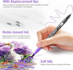 Double Brush Marker Pens, 72 Colors Art Markers Set with Fine Tip and Brush T…