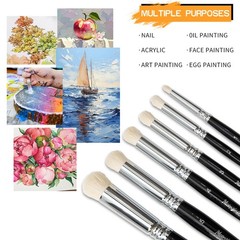6 PCS Detail Paint Brush Set Copper Ferrule Birch Wood Grip Oil Watercolor