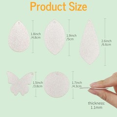 60 Pcs Multi Shapes Sublimation Earring Blanks Double-Sided Superfine Glitter…
