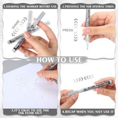 20 Pack Silver Metallic Acrylic Paint Pens 0.7mm Extra Fine Tip Markers DIY