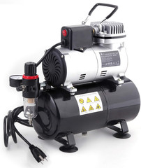 Upgraded Airbrush Single-Piston Oil-Free Mini Compressor ABPST08 with Cooling Fa