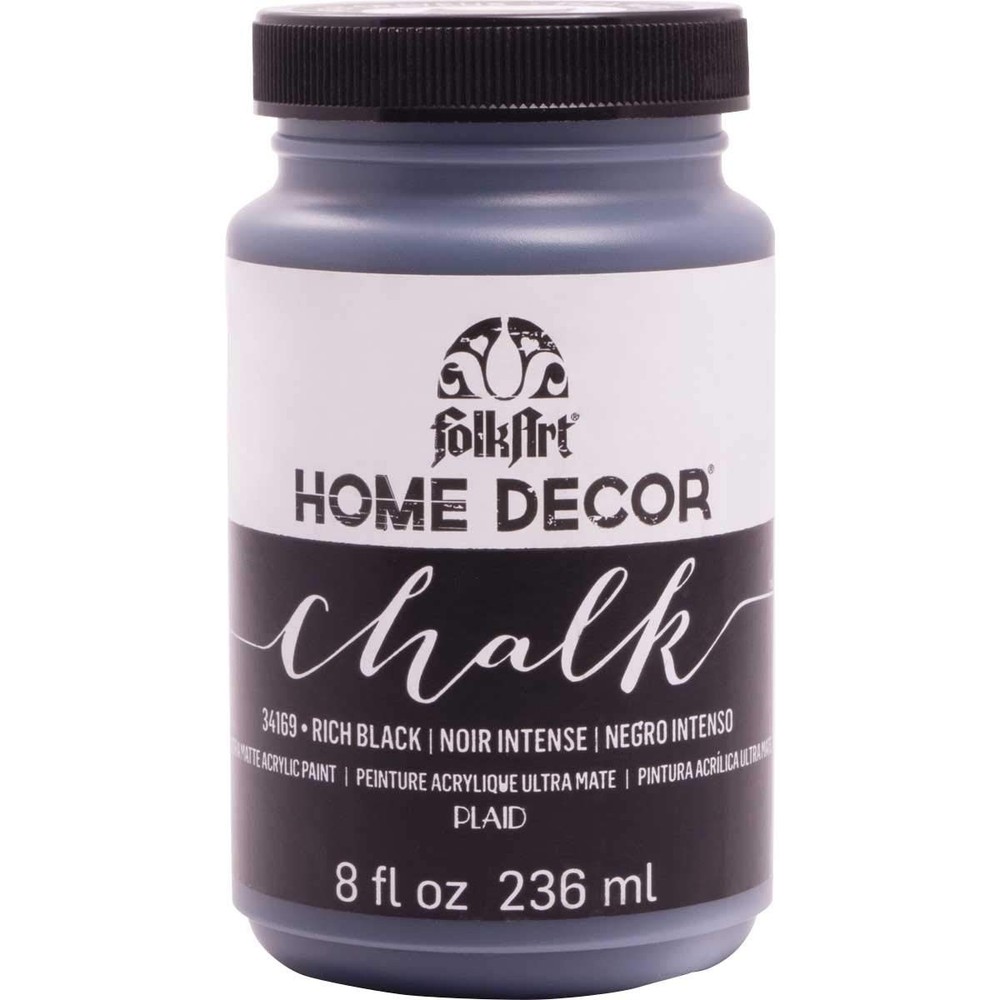 Folkart Home Decor Chalk Rich Black Acrylic Paint 8 Oz Ultra Matte Finish