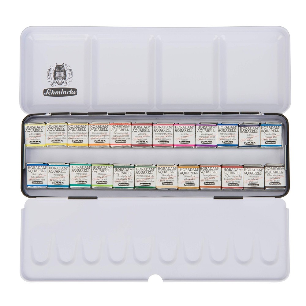 Schmincke – HORADAM AQUARELL Color Box with 24 Finest Watercolors, 74424097,
