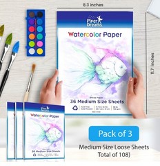 108 PCS Watercolor Paper 11.7×8.3 Inch Multipurpose Loose White Sheets Pad