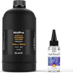 Jet Black Color Acrylic Pour Paint, 33.8 Ounce Pre-Mixed Pouring Paint Supplies