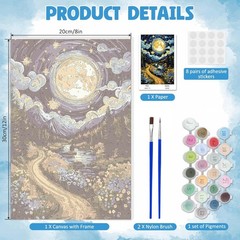 Framed Paint by Numbers Kit for Adults Beginners with Wooden Easel, Landscape…