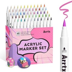 Acrylic Paint Markers Set 60 Colors Non-toxic Waterproof Brush Tip DIY Craft New