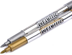 Metallic Marker Pens, 6-Pack Metallic Gold Silver Permanent Markers, Fine Point