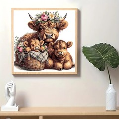 Highland Cow Flower Paint By Numbers DIY Wall Art Decoration Gift Kit