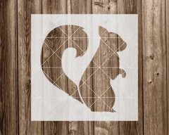 Squirrel Stencil, Durable Handmade Mylar Reusable Craft Painting Template, 2162