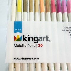 Kingart Metallic Pens 30 Count Fine Point Permanent Ink Unique Color Markers