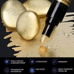 5pcs Chrome Pen Marker Waterproof Paint Repair Gold Silver 2mm Nib – NEW