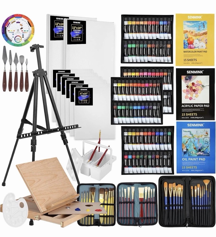 149Pcs Deluxe Artist Painting Set with Aluminum and Beech Wood Easel, 48 Colors