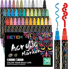 36 Colors Dual Tip Acrylic Paint Pens Markers for Crafting & Art Projects