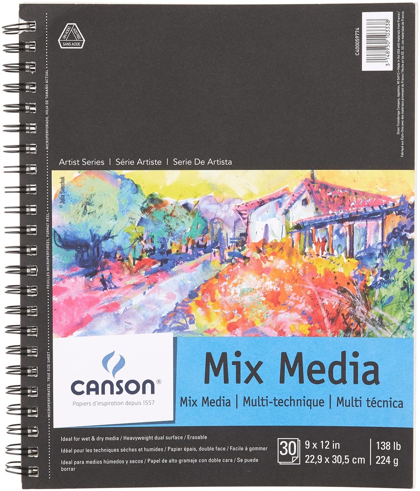 Artist Series Mixed Media Paper, Wirebound Pad, 9×12 inches, 30 Sheets (138lb.