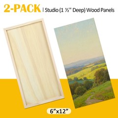 2 Pack Unfinished Wooden Canvas Panels, 6×12 Gallery Birch Wood Panels Kit, 1…