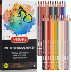 PANDAFLY Professional Colored Charcoal Pencils Drawing Set, Skin Tone Colored