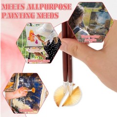 6Pcs Artist Fan Paint Brushes Set Nylon Hair Long Wood Handle for Acrylic & Oil