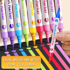 36 Packs 72 Colors Acrylic Paint Pens Dual Brush Tip Marker Set Stone Wood DIY