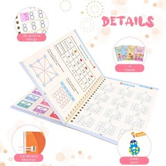 4 Pc Magic Grooved Practice Copybook,Reusable Grooved Writing Books,Handwriti…