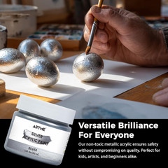 Metallic Silver Acrylic Paint, 100Ml Silver Paint for Art, Hand-Crafts, Non-Toxi