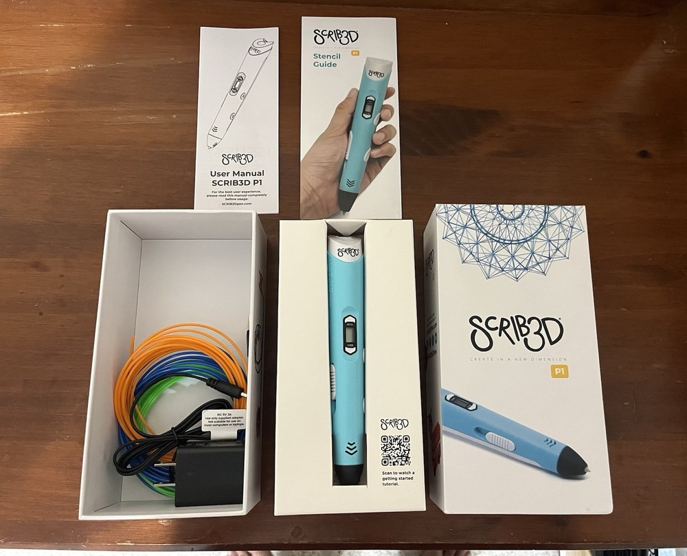SCRIB3D P1 3D Printing Pen Complete Set w/ Box & Accessories Free Shipping!