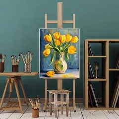 Paint by Numbers for Adults Beginner, Flowers Paint by Number Kits on Canvas Vas