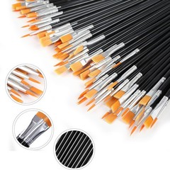 AROIC Small Paint Brushes Bulk,110 Pcs Black Nylon 55 Flat + 55 Fine,