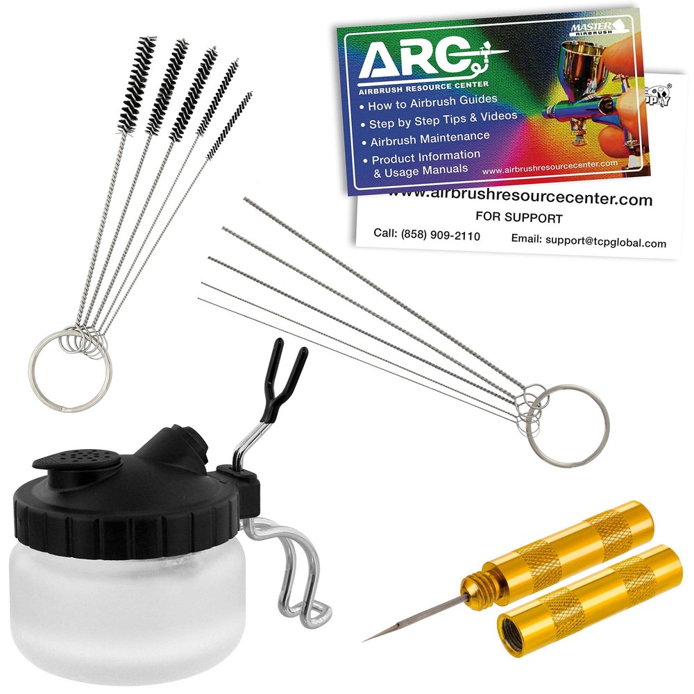 Master Airbrush 13 Piece Cleaning Kit – Glass 9 Ounce Set