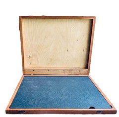 Vintage Wooden Traveling Artist Case 18”x 22” Leather Straps Storage Compartment