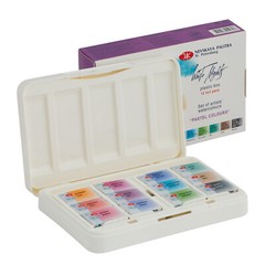 12 Watercolor White Nights® Paint Set PASTEL COLORS Full Pan Palette RUSSIA
