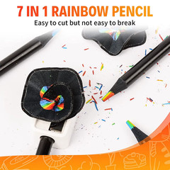 10 Pcs Colored Black Wood Pencils, 7 in 1 Rainbow Drawing Pencil. for Sketching,