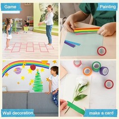 Colorful masking tape for 7 Red,orange,yellow,pink,green,light blue,and purple