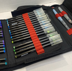 Arteza Real Brush Pens 93 Markers Black & Red Case with Handle & Strap
