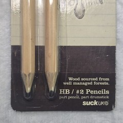 Drumstick Pencil Set HB #2 By Suck UK Desktop Pro Drumming SKILLS Sealed New