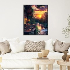 Paint by Numbers Kit for Adults – Sunset Cabin Adult 16x20inch, Sunset-1
