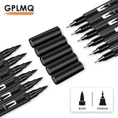 Dual Tip 12 Pack Black Markers: Ideal for Artists, Students & DIY Projects