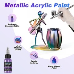 Metallic Airbrush Paint Kit, 36 Colors with 4.05 fl oz Black Primer & Thinner…