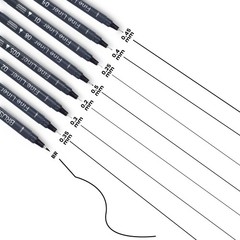 8 PCS Black Fineliner Pens 0.20.5mm Waterproof Archival Micro Drawing Set